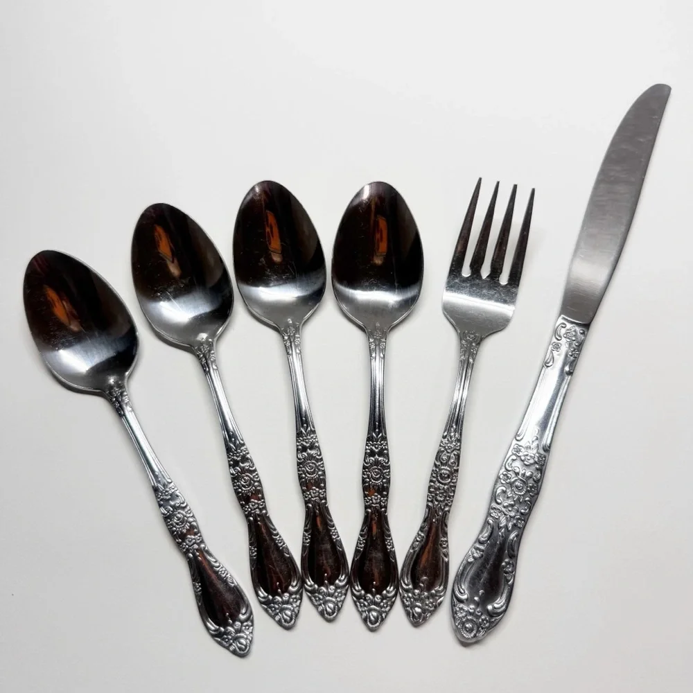 Vintage Northland Stainless Carolina Floral Flatware Korea